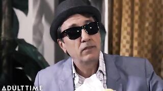 The tattooed MILF thanks her dirty grandfather by getting wild in public