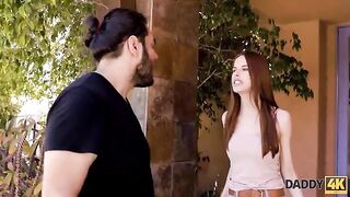 A young ginger has sex with her boyfriend’s dad after a fight