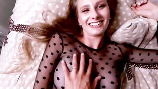 The blonde played hide-and-seek and the beautiful girl was found