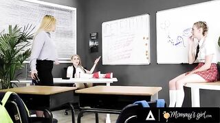 The teacher called the naughty student and her bestie to teach a lesson