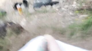 Babe caught a guy masturbating his cock on the nude beach and sucked it