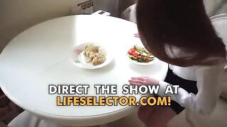 A petite girl wearing glasses gets fucked hard after work