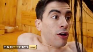 Jordi peeps on blondie and her friend Sara Retali in the sauna, caught red-handed