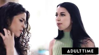 A girl is exploring her sexuality in a lesbian scene