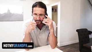 Pervert StepGrandpa fucked blonde Britt Blair for being a bad girl