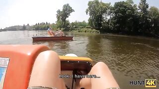 Rich American hunter drilled chubby chesty babe in the forest for cash