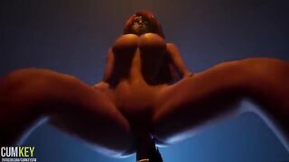 Busty woman fucked by a huge cock of a wild monster