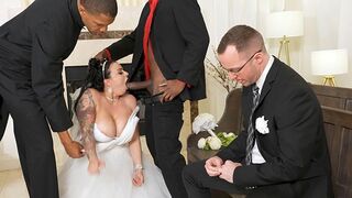 Payton Preslee's wedding turned into a rough interracial threesome with a huge dick