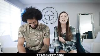 The hot girl, Dani Blu, is having fun with her boyfriend in a variety of positions