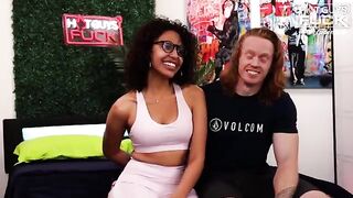 Redhead American guy with muscles gets fucked by Latina hottie