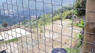 Kourtney Love has sex with a stranger farmer outdoors and he came on her pussy