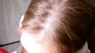 Beautiful blond girl makes blowjob for her brother