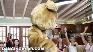 Crazy girls are having fun with guys in a wild party