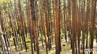 Brunette girl was fucked in the woods by a young guy