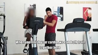 A girl is fucking with a guy in the gym, she’s a slut