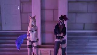 Cute girl Ahri fucks with two guys at the casting