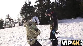 A skier picked up a girl and fucked her in POV style