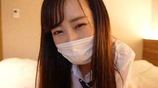 A girl in a sailor suit masturbates the guy’s cock with her hand