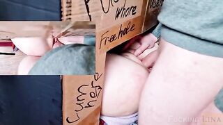 A girl got fucked by a stranger in the Glory Hole three times