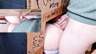A girl got fucked by a stranger in the Glory Hole three times