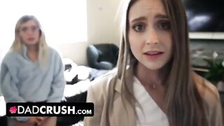 Stepdad punishes his stepdaughters for disobeying him in a steamy scene