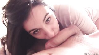 Skinny brunette Danika Morì gets fucked deep and hard by a huge fat cock