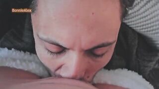 The guy caressed his girlfriend in pajamas, reaching intense climax