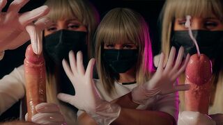 A crazy nurse in latex gloves will bring you to a powerful orgasm