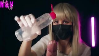 A crazy nurse in latex gloves will bring you to a powerful orgasm