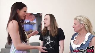Two mature women, Sofie Marie and Payton Hall, sharing stepsons' huge cocks