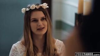 The bride-to-be is about to get naughty with her girlfriend in a steamy scene