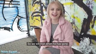 A short-haired blonde was picked up at the bus stop for a modelling portfolio