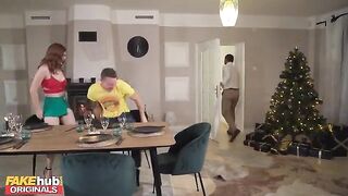 The whole family becomes a part of the kinky Thanksgiving dinner