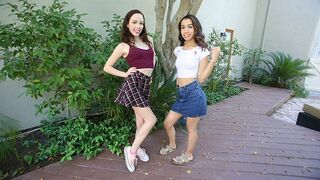 Step daughters Aliya Brynn and Jackie Rogen get a taste of domination in a taboo threesome
