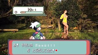 A hot girl in ermine is caressed with tenderness by a guy in public