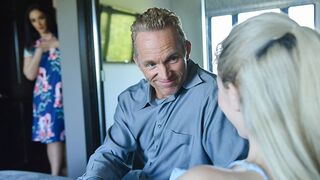 A hot step daughter, Jane Wilde, fucks with her step dad in front of her step mom