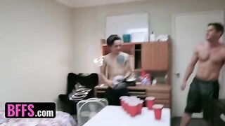 Two roommates are sharing girls from their college in a wild party