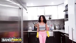 The beautiful housekeeper, Lovely Luna, cleans up after a big black cock session