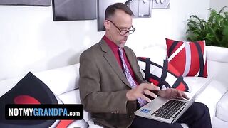 Madi Collins, cute ginger, gets fucked hard by old pervert in taboo roleplay