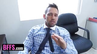 Young guy fucked three extra-hot busty MILFs in an office setting