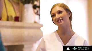The masseur screwed busty slut Skylar Snow in oil, making her smile