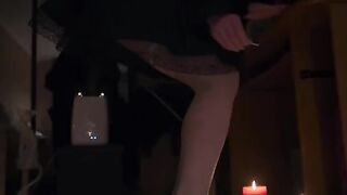 White stockings footjob and much cum, just the way he likes it