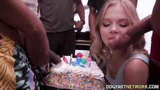 Coco Lovelock was fucked by 11 black guys on her birthday in a bukkake