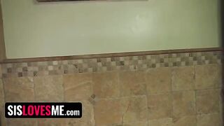 Pervert guy caught his stepsis Natalie Porkman rubbing her pussy on the pillow