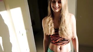 The girl caught her stepbrother jerking off and felt sorry for him