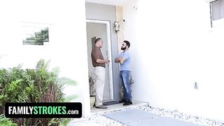 Little slut Claire Black seduced her step uncle and got fucked hard around the house