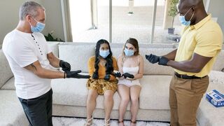 Step daughters Sera Ryder and Alona Bloom get their pussies fresh