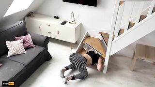 She got stuck again and her stepbrother took advantage of her