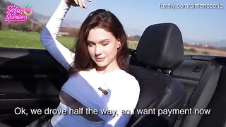 Public sex in a car with a daring young woman
