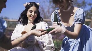 A threesome sex party in the park with Riley, Ryan, and Lena